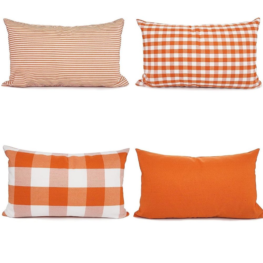 New YOUR SMILE Farmhouse Orange Throw Pillow Covers 20 x12 Inch Set of 4